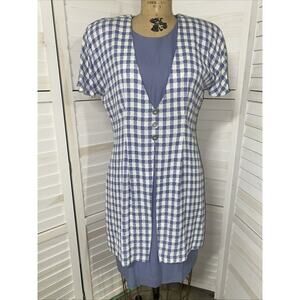 Vintage Expo Periwinkle Short Sleeves Dress Size 12 Sheath Knee Length USA Made